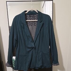 Teal Women's Blazer with Patterned Lining